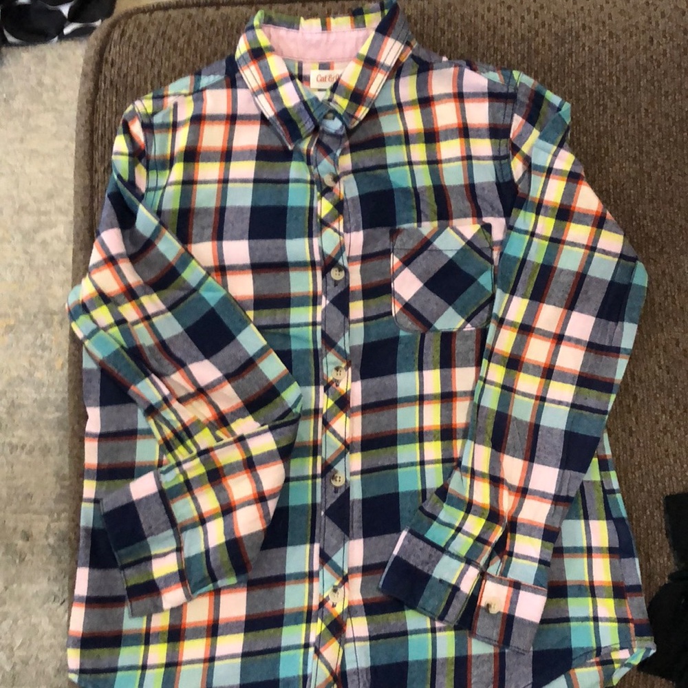 Cat & Jack plaid shirt girls large 10-12